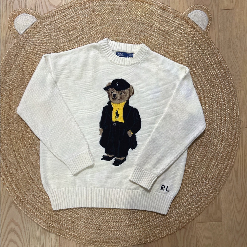 (NWOT)Ralph Lauren Cream Sweater with Bear Motif